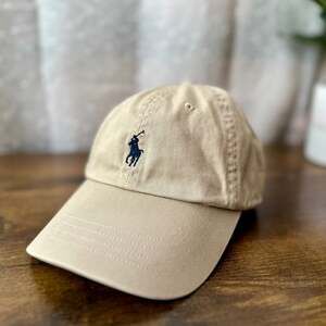 Polo Ralph Lauren Classic Chino Baseball Cap Khaki with Blue Pony Logo